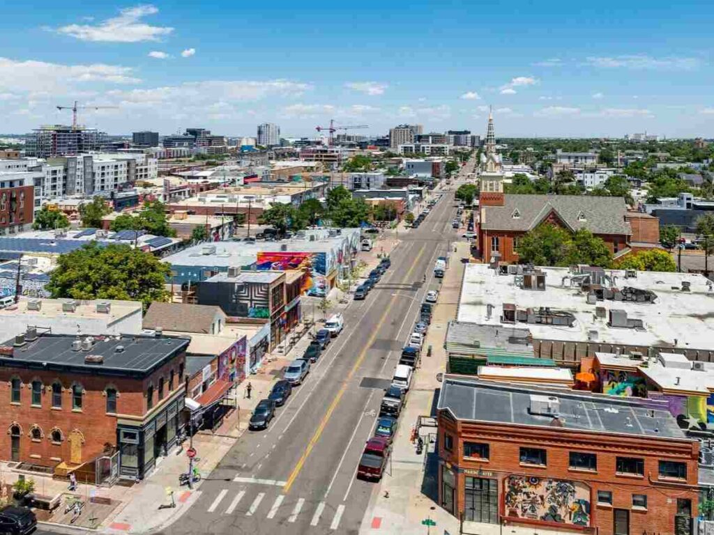 River North's old industrial buildings converted into shops and homes for article RiNo Arts District for newcomers moving to Denver area.