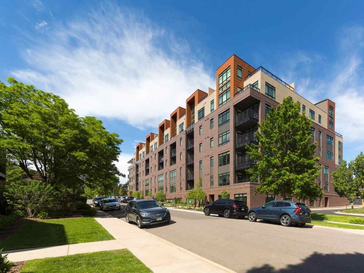 Modera Cherry Creek outside view of apartment building for article Top 10 most expensive Neighborhoods to Rent in Denver for newcomers moving to Denver area.