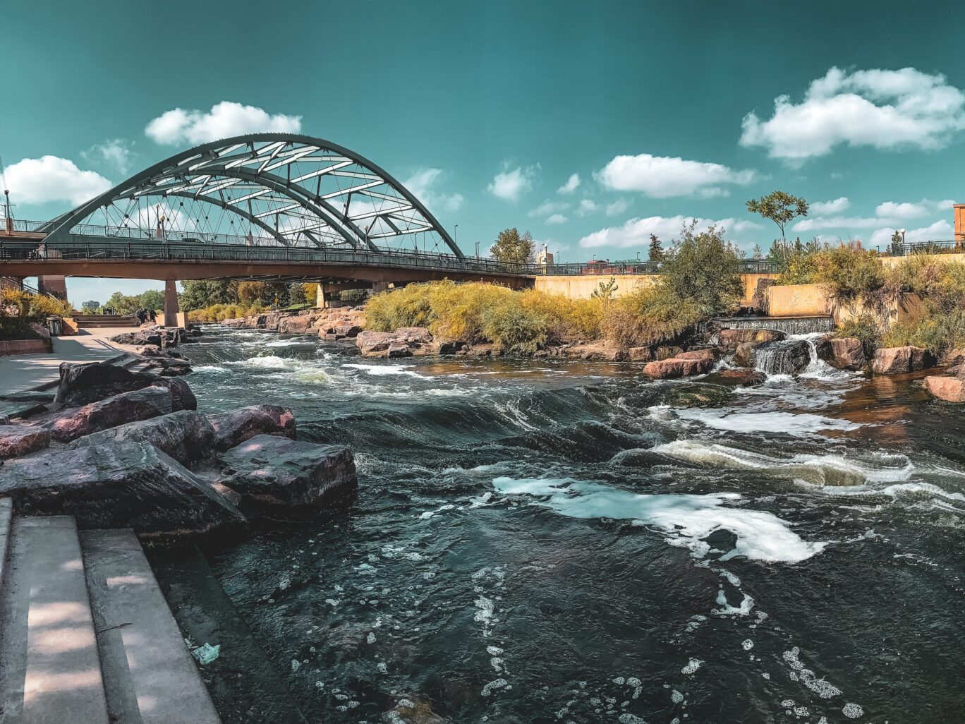 South Platte River and bridge in Denver Colorado