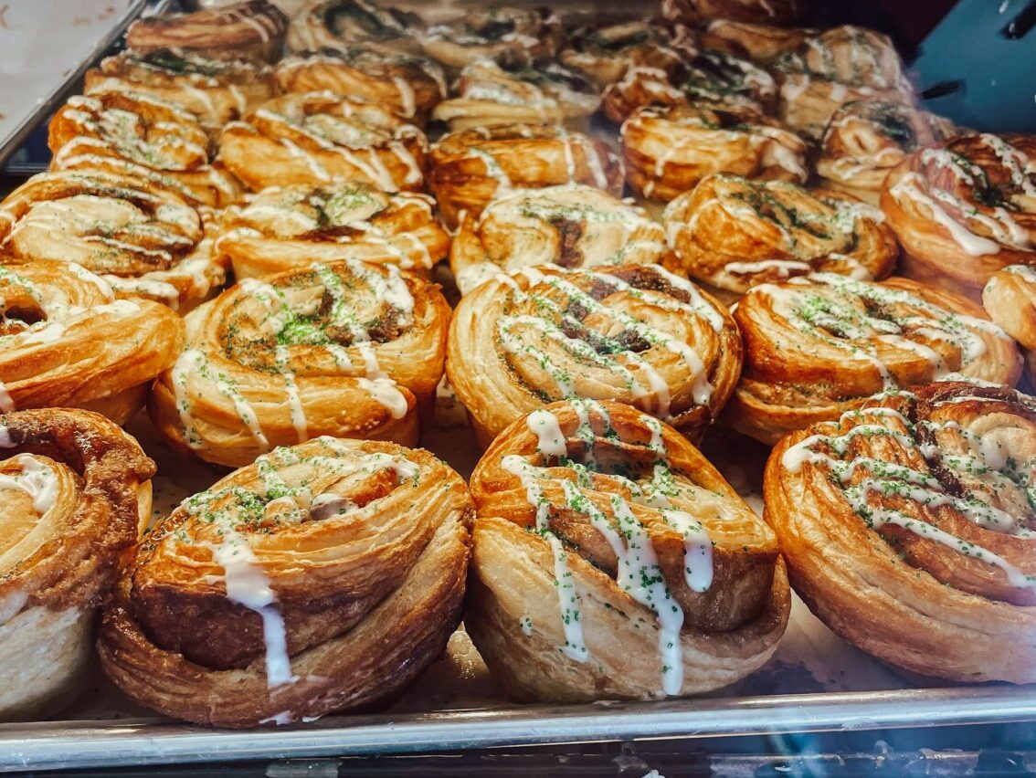 a tray of pastries