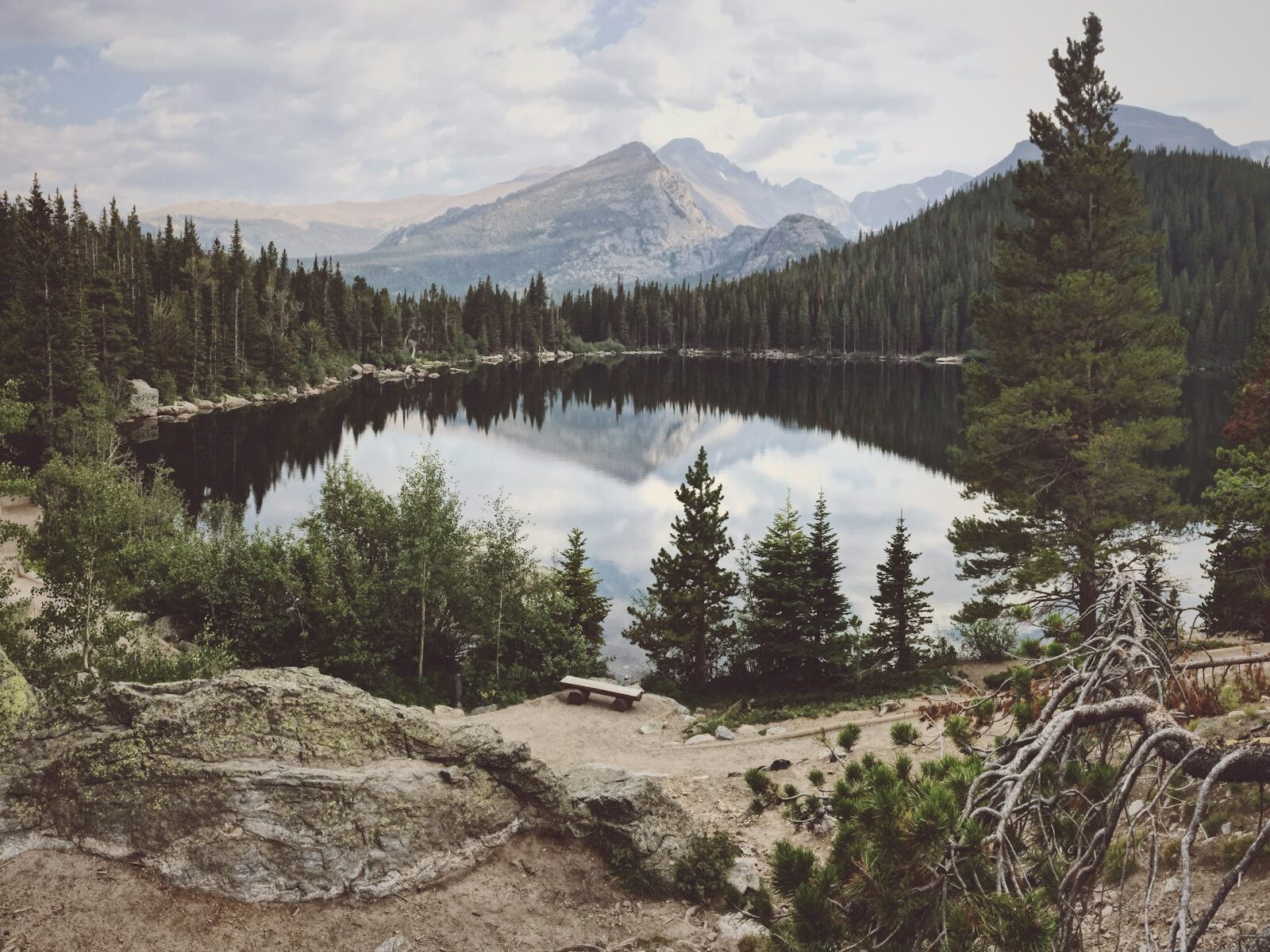 view of Bear Lake in the Rocky Mountain National Park in daylight