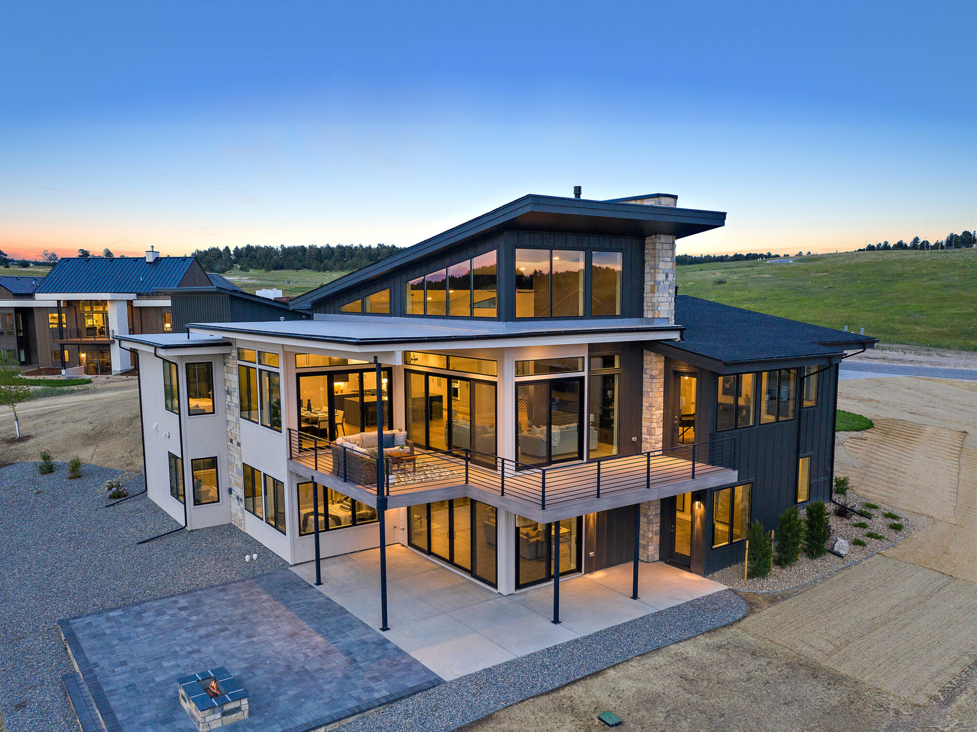 Exterior of Fox Hill multi-level home with blue sky in background