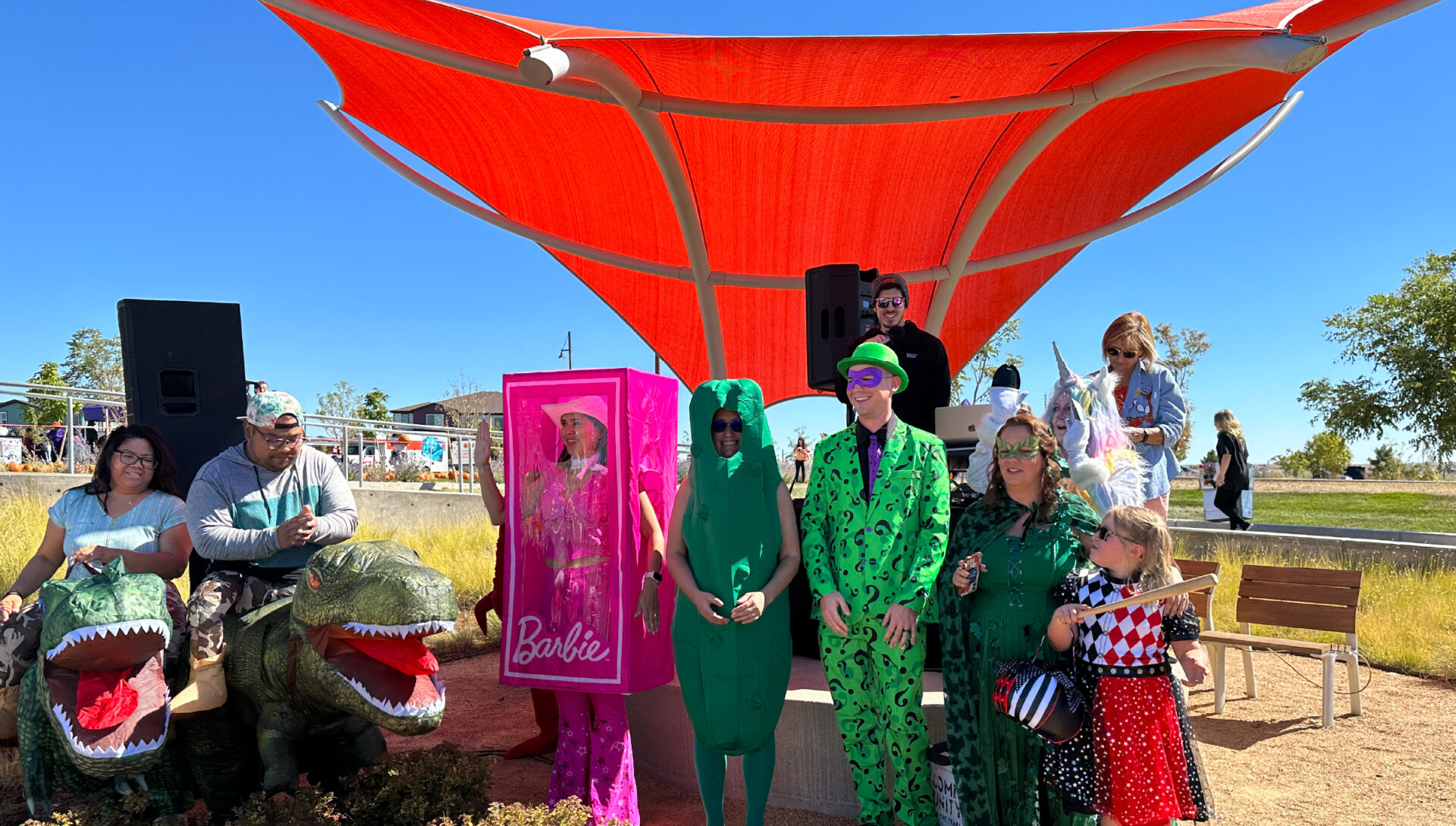 Fall festival costume contest at Painted Prairie with residents in costume.