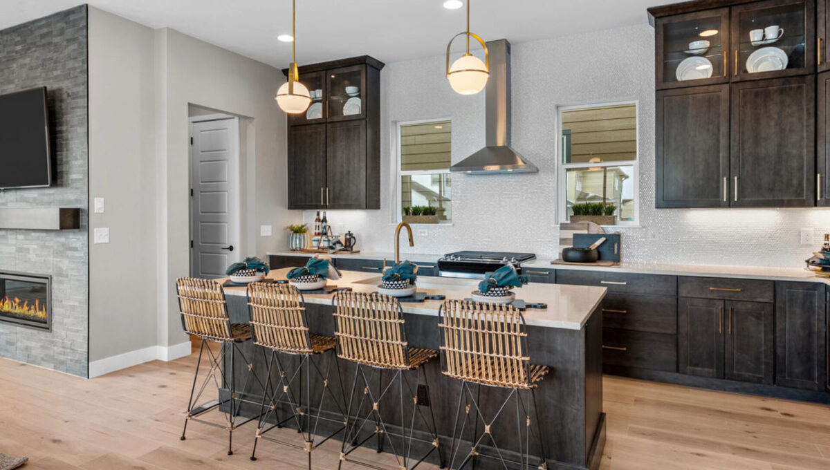 Inside shot of kitchen in one of model homes at Painted Prairie  for article Painted Prairie Creates Community Through Connection for newcomers moving to Denver.