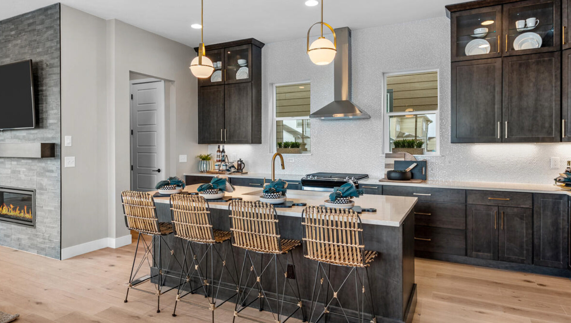 Inside shot of kitchen in one of model homes at Painted Prairie.