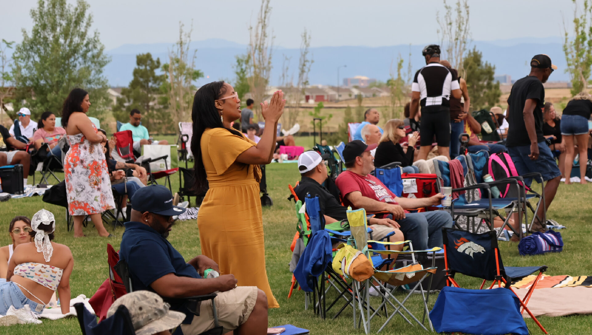 Diverse community coming together in open areas at Painted Prairie.