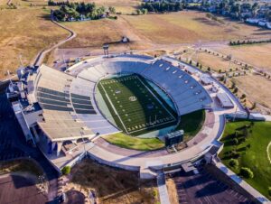 Ariel photo of Colorado State Rams Football Stadium, affordable cities in Colorado