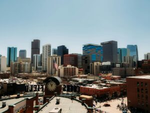 Downtown Denver skyline. Where should I live in Denver?