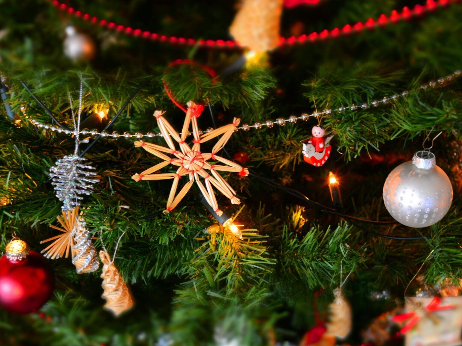 Christmas tree with ornaments. Best Holiday events in Denver
