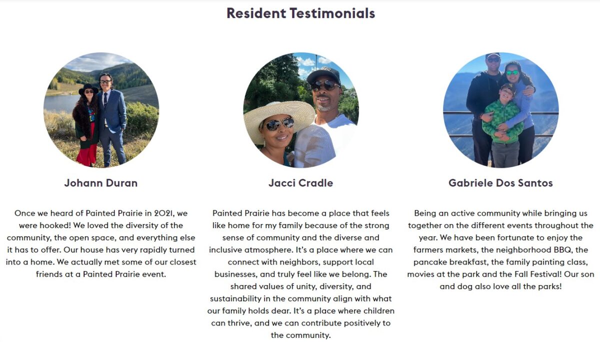 3 Resident Testimonials with images of the people and their words
